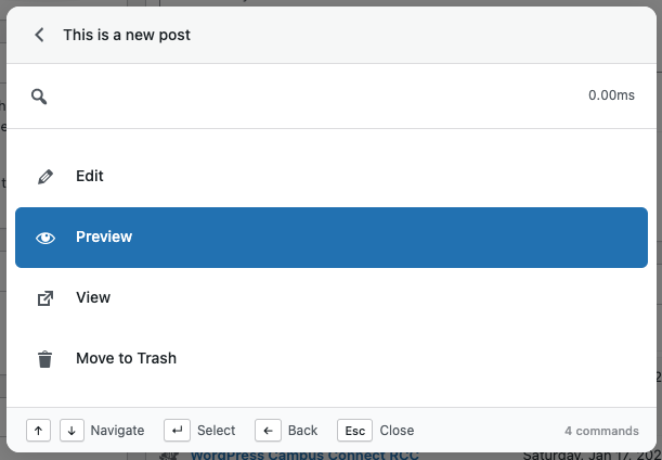 Search post action commands in commandify